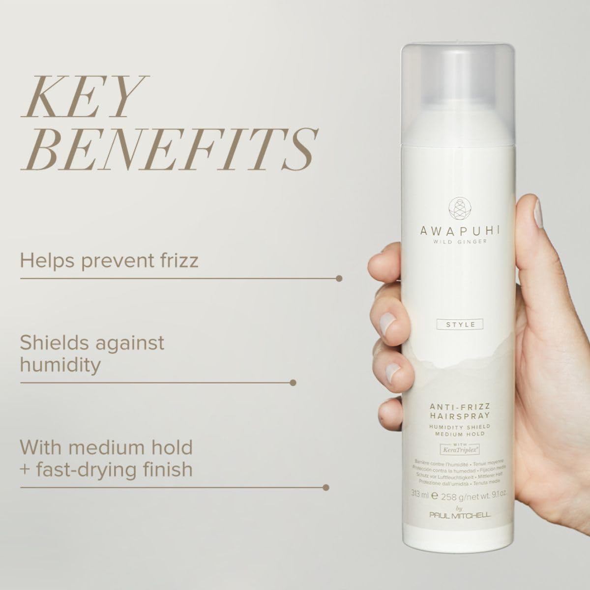 Awapuhi Wild Ginger by Paul Mitchell Anti-Frizz Hairspray, Humidity Shield, Medium Hold, For All Hair Types, 9.1 oz. Beauty & Personal Care Awapuhi Wild Ginger