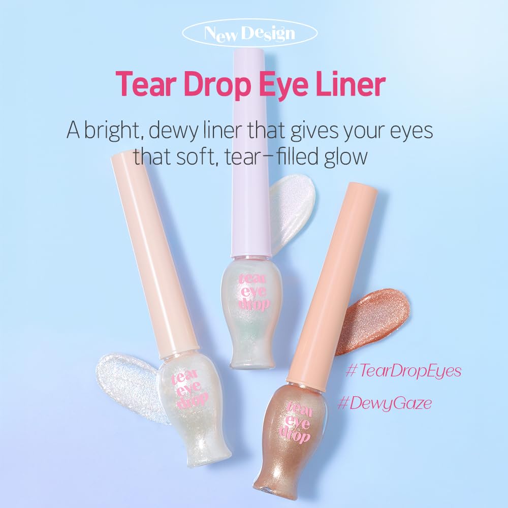 ETUDE Tear Drop Eyeliner, Crystal & Opal Glitter, Smudge-Proof Sparkle, Long-Lasting Formula, All Skin Tone Friendly, Korean Makeup, Beauty, Pure… Beauty & Personal Care ETUDE