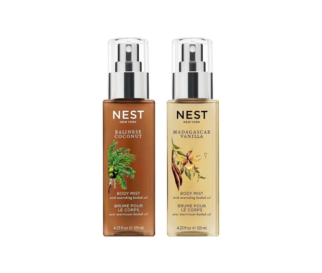 NEST New York Mist & Match: Body Mist Layering Set - Balinese Coconut Perfume Oil Body Mist and Madagascar Vanilla Perfume Oil Body Mist Beauty & Personal Care NEST New York