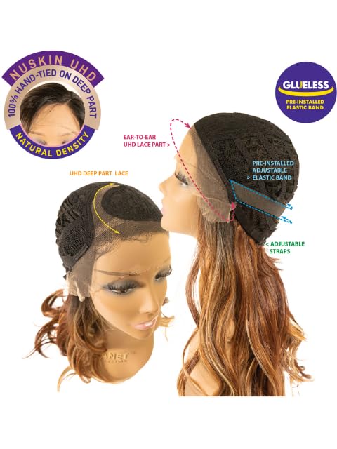 Janet Collection melt NUSKIN Invisible Lace Knots YAO Wig - UHD Deep Part, Pre-Plucked Hairline, Baby Hairs, Transparent Swiss Lace Front Wig,