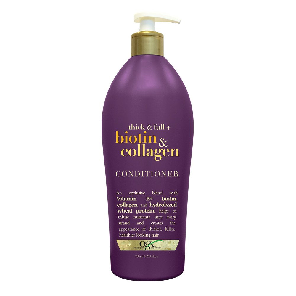 OGX Thick & Full + Biotin & Collagen Conditioner Salon Size (1) 25.4 Ounce Bottle Paraben Free Sulfate Free Ingredients Nourishing, Sulfate Free