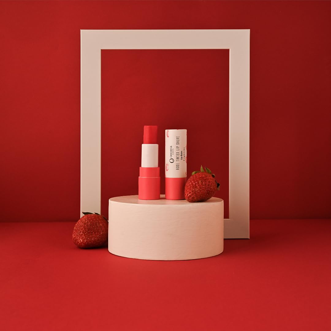 Tinted Lip Balm Stick by Omorfee - Natural Lip Tint Gloss - Long-Lasting Rose Tint with Strawberry Flavor, Beetroot & Cocoa Butter - Pink-Red Beauty and Personal Care OMORFEE BE EXOTIC OF