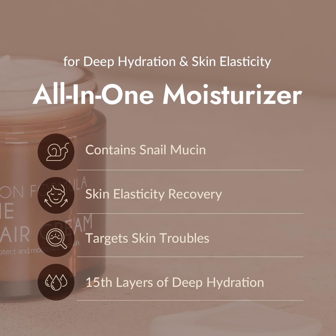 MIZON All-in-One Snail Repair Cream - Korean Face Moisturizer with Snail Mucin & 12 Natural Extracts - Hydrating & Nourishing Cream for Fine Lines Beauty & Personal Care MIZON