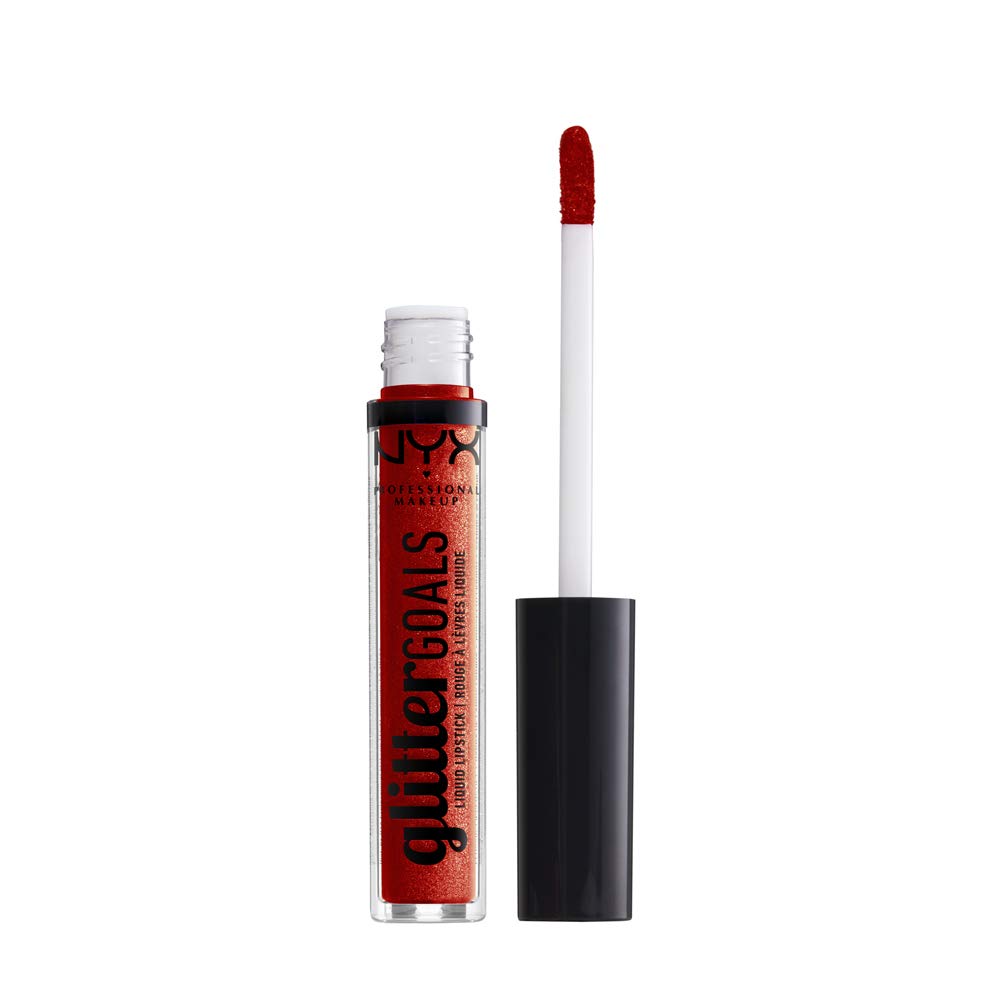 NYX PROFESSIONAL MAKEUP Glitter Goals Liquid Lipstick - Shimmy (Coral Orange With Gold Glitter) Beauty & Personal Care NYX PROFESSIONAL MAKEUP
