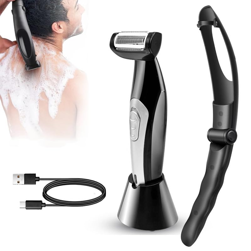 Back Shavers for Men,Non-Slip Back Hair Removal and Body Shaver,Extra-Long Detachable Handle Body Hair Trimmer ith Safety Blade,Wet or Dry Shaving Beauty and Personal Care Denash
