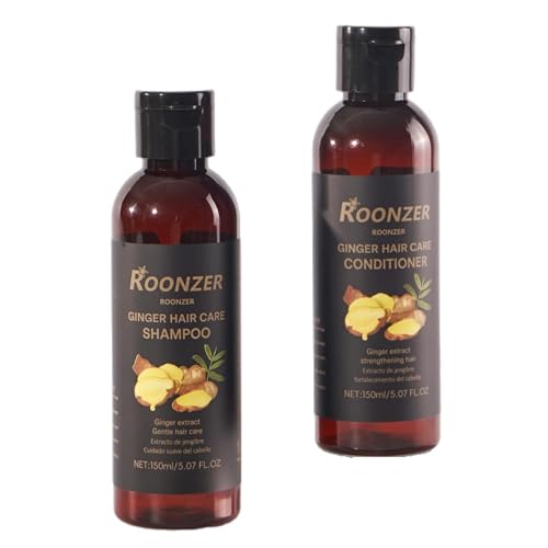 ROONZER Ginger Shampoo & Conditioner Set | Deep Cleanser + Intense Hydration | Strengthening & Frizz-Free Formula for All Hair Types 150ml 2pcs Beauty & Personal Care ROONZER
