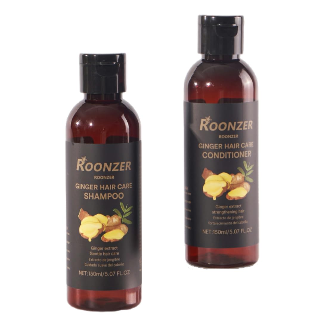 ROONZER Ginger Shampoo & Conditioner Set | Deep Cleanser + Intense Hydration | Strengthening & Frizz-Free Formula for All Hair Types 150ml 2pcs Beauty & Personal Care ROONZER