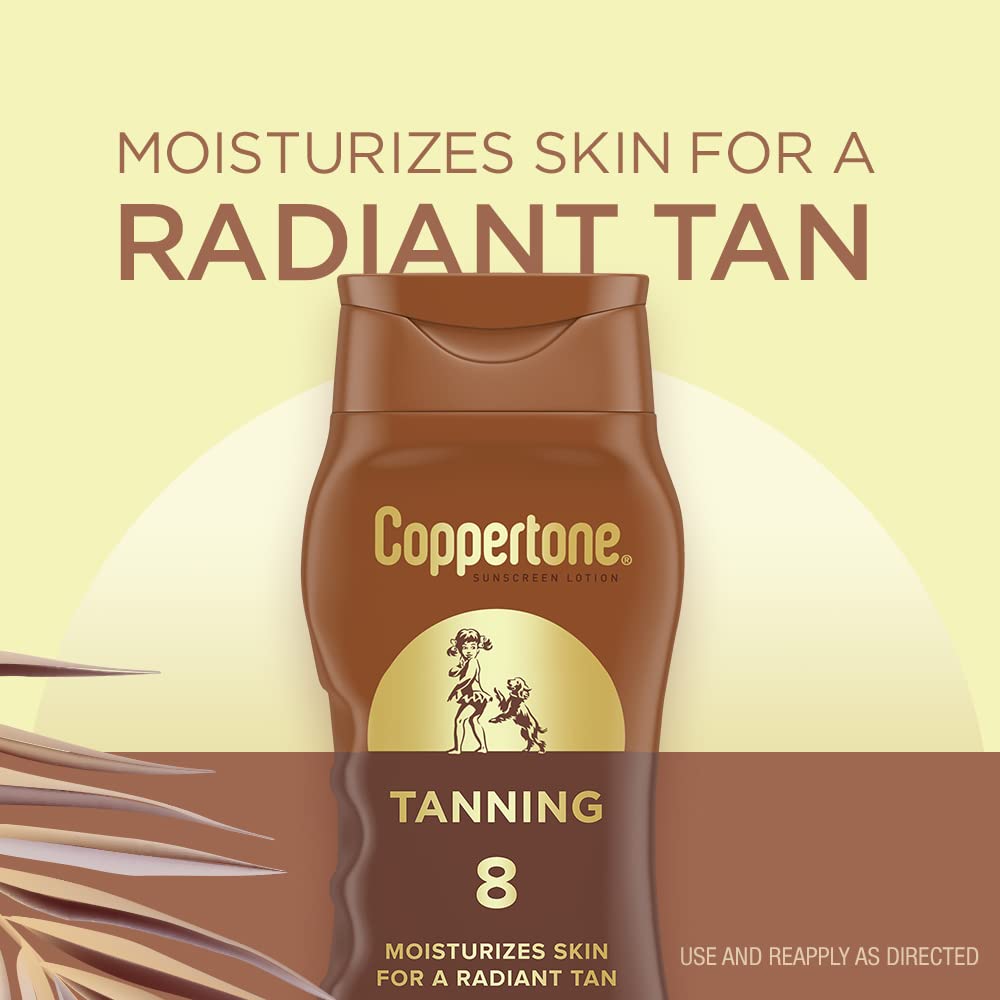 Coppertone Sunscreen Tanning Lotion SPF 8, Lightweight and Non Greasy Sunscreen, Water Resistant, Oxybenzone Free, Sun Tan Lotion Moisturizes Skin Beauty & Personal Care Coppertone
