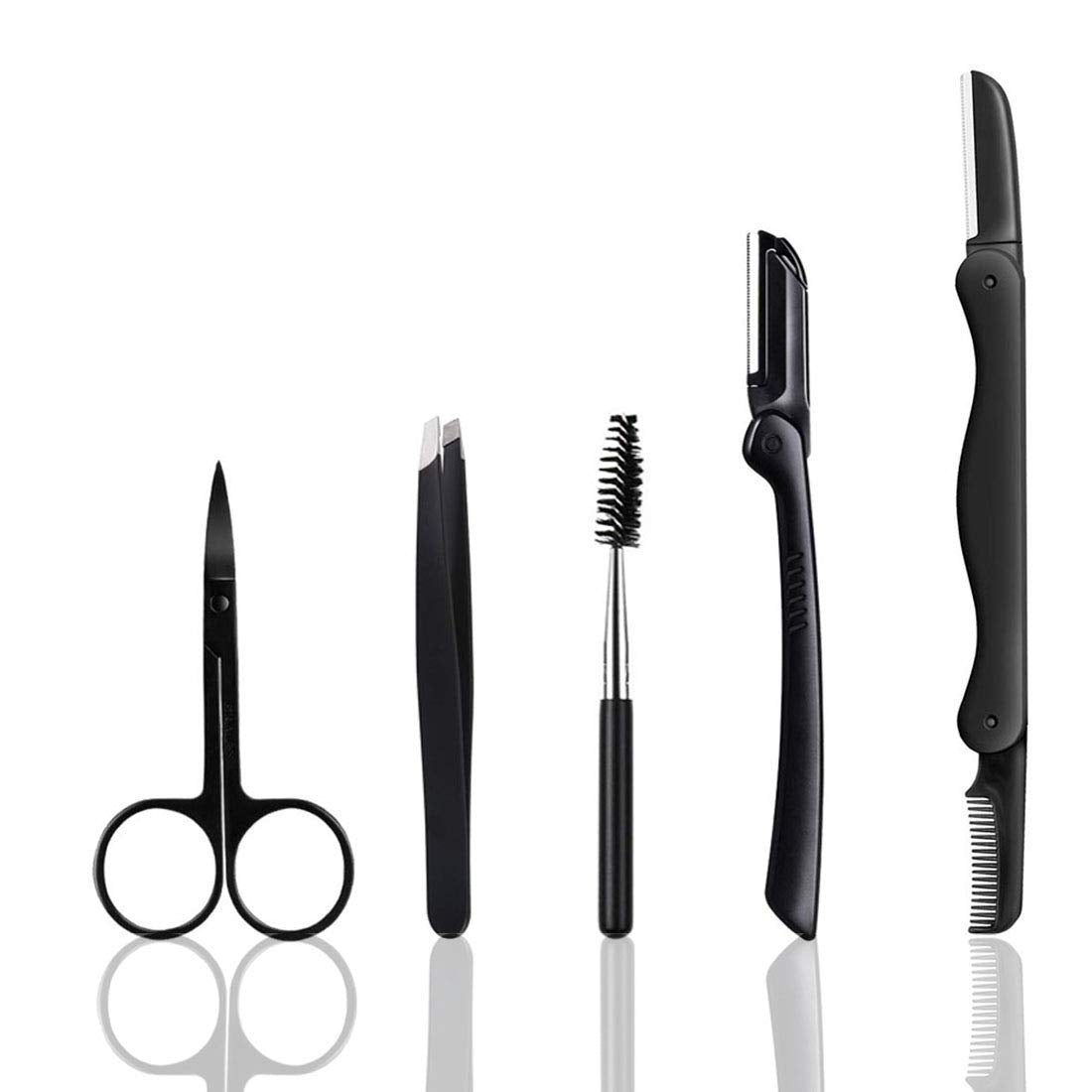 Eyebrow Razor, 5-in-1 Eyebrow Kit, Professional Eyebrow Grooming Set, Eyebrow Trimmer Set for Women and Men, Including Brow Razors Trimmer, Brush Beauty and Personal Care Summer Lemon