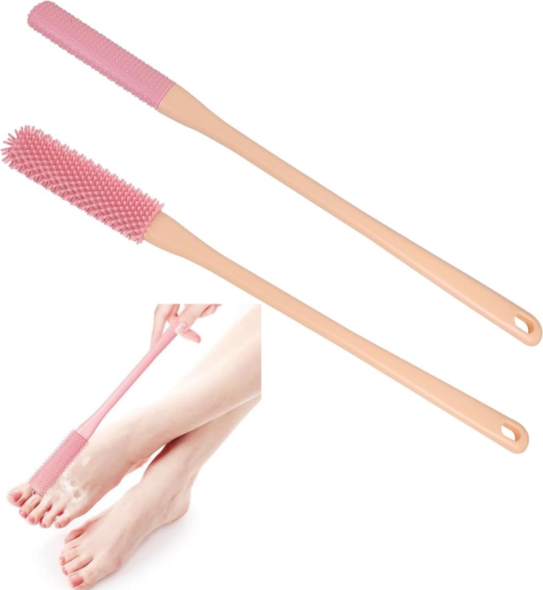 RLRY Toe Cleaning Brush, Foot Scrubber with 15.7" Long Handle Silicone Foot Brush Soft Skin Exfoliation Lotion Applicator for Foot Seniors,Elderly Beauty and Personal Care RLRY