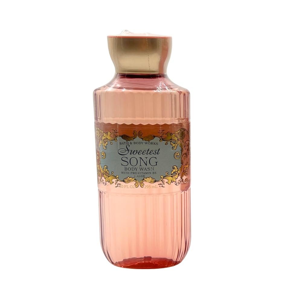 Bath & Body Works SWEETEST SONG 4-piece Deluxe Gift Set - Fine Fragrance Mist, Body Wash, Body Lotion & 3-wick Scented Candle with Pink Tote Bag Beauty and Personal Care Bath & Body Works