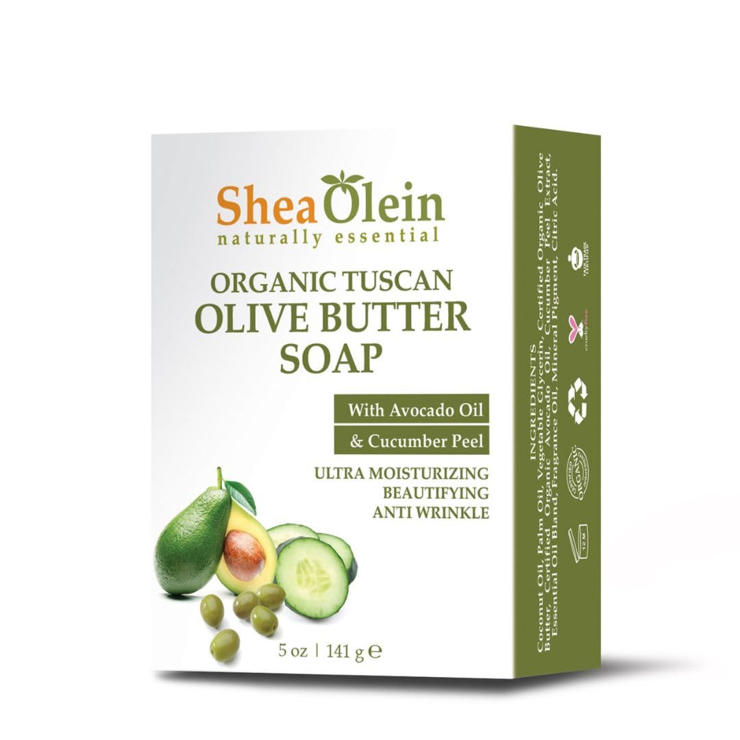 SheaOlein naturally essential Organic TUSCAN OLIVE BUTTER SOAP with Avocado Oil & Cucumber Extract 5 oz Bar (Pack Of Six) Beauty & Personal Care SheaOlein Naturally Essential