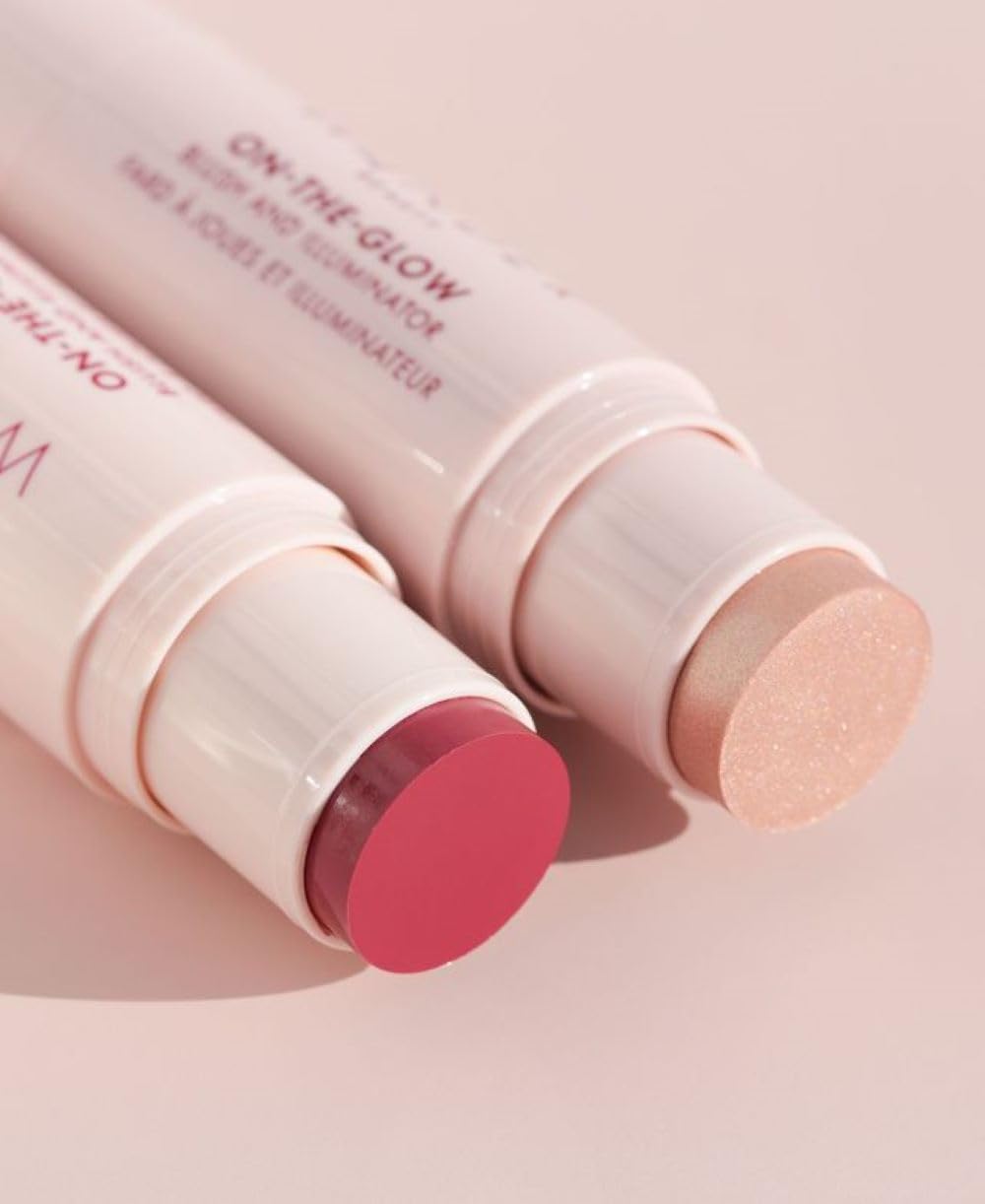 "Wander Beauty On-the-Glow Blush and Illuminator - Strawberry Fields/Nude Glow - 7-in-1 Hydrating Cream Blush & Highlighting Stick - Highlighter