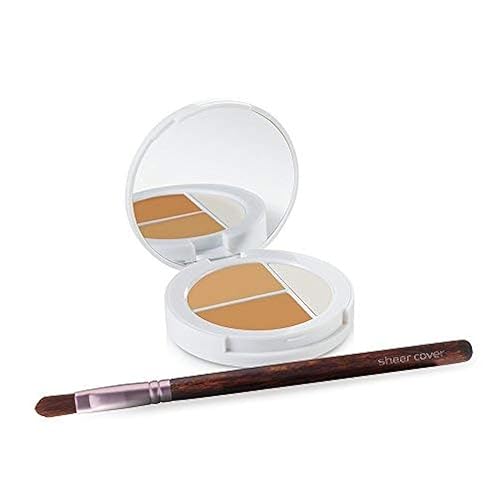 Sheer Cover Studio - Conceal and Brighten Highlight Trio - Two-Toned Concealers - Shimmering Highlighter - Medium/Tan Shade - With FREE Concealer Beauty & Personal Care Sheer Cover