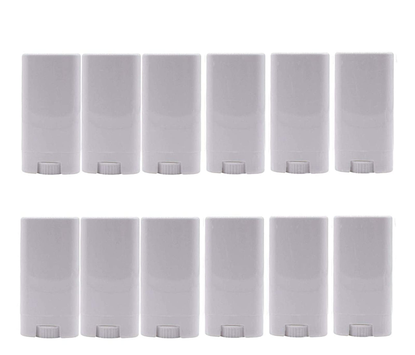 Healthcom 15pcs 15ml White Plastic Deodorant Containers 0.5 Oz New Empty Oval Lip Balm Tubes Twist-Up Deodorant Container for Lipstick Crayon Beauty and Personal Care Healthcom