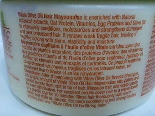 VITALE Olive Oil Hair Mayonnaise 8oz with Oat & Egg Protein and Vitamins - Good on Color & Thermal Treated Hair - for Dry & Damaged Scalp Men, Women Beauty & Personal Care VITALE
