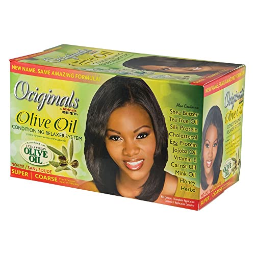 Originals by Africa's Best Olive Oil Hair Relaxer Kit, No lye Super / Coarse System, Conditions and Moisturizes For Healthier Looking, Softer,