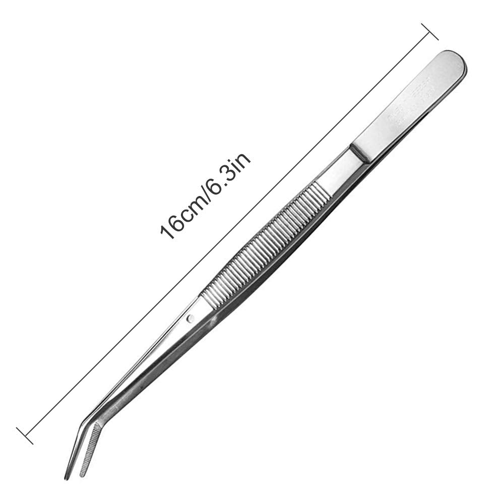 Stainless Steel Tweezers, with Curved Serrated Tip Multipurpose Sewing Machine Tweezers Forceps for Craft Repairing Beauty and Personal Care Rolybag