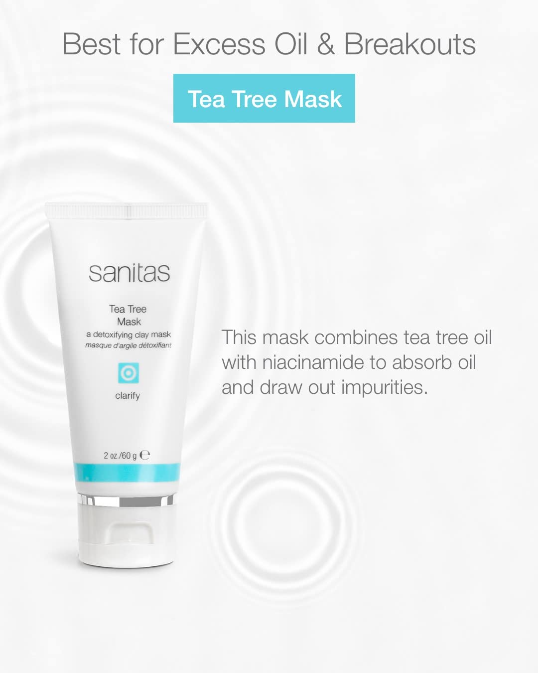 Sanitas Skincare Tea Tree Mask, Purifying Treatment Mask, Detoxifying Clay Blend, Salicylic Acid, 2 Ounces Beauty & Personal Care Sanitas