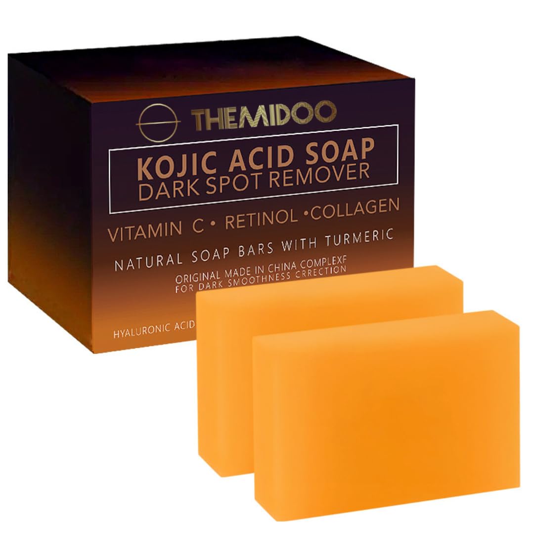 THEMIDOO Kojic Acid Dark Spot Remover Soap Bars with Vitamin C, Retinol, Turmeric - Original Japanese Complex Infused with Hyaluronic Acid, Vitamin E Beauty & Personal Care THEMIDOO