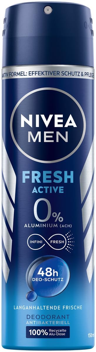 NIVEA Men Fresh Active Deodorant Spray 6 x 150 ml Pack of 6 Beauty and Personal Care NIVEA