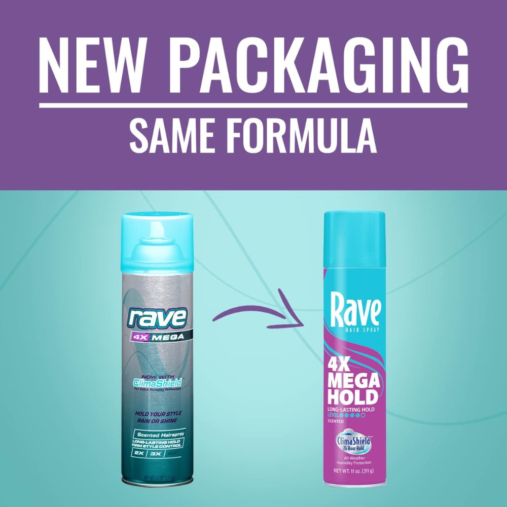 Rave 4X Mega Aerosol Hair Spray Unscented 11 Oz,Pack of 1 Beauty & Personal Care rave