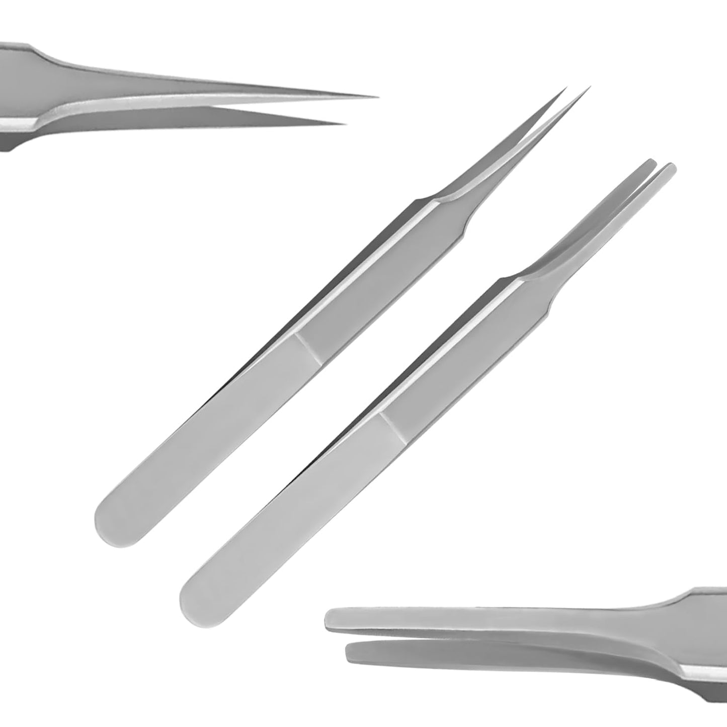 Splinter Forceps - Fine Point - Tweezers Stainless Steel Straight & Curved (Set of 8 Pcs W Magnifying Glass) Beauty and Personal Care SURGICAL ONLINE