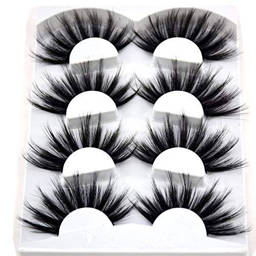 HBZGTLAD NEW 4 Pairs 3D Mink Hair False Eyelashes Criss-cross Wispy Cross Fluffy length 25mm Lashes Extension Handmade Eye Makeup Tools (MDR-4)