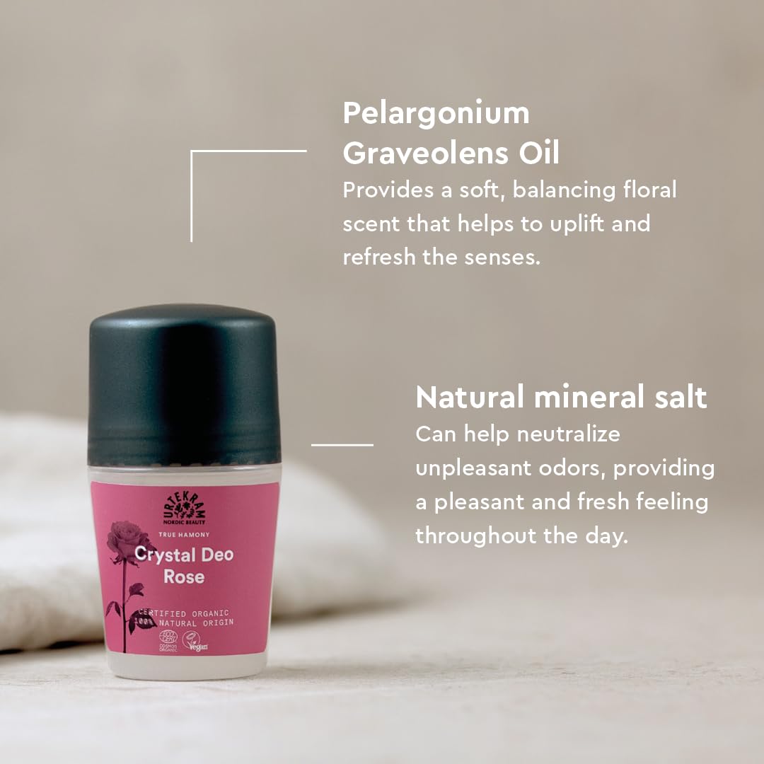 Urtekram - Rose Crystal roll on deodorant - 50ml Beauty and Personal Care Urtekram