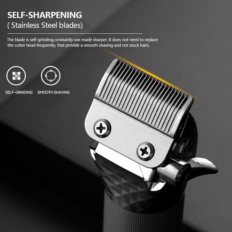 GLESVOWIO Pro Hair Clipper Professional Titanium Ceramic Blade Cordless Rechargeable Trimmer Barber Haircut Grooming Kit(Gold) Beauty and Personal Care GLESVOWIO
