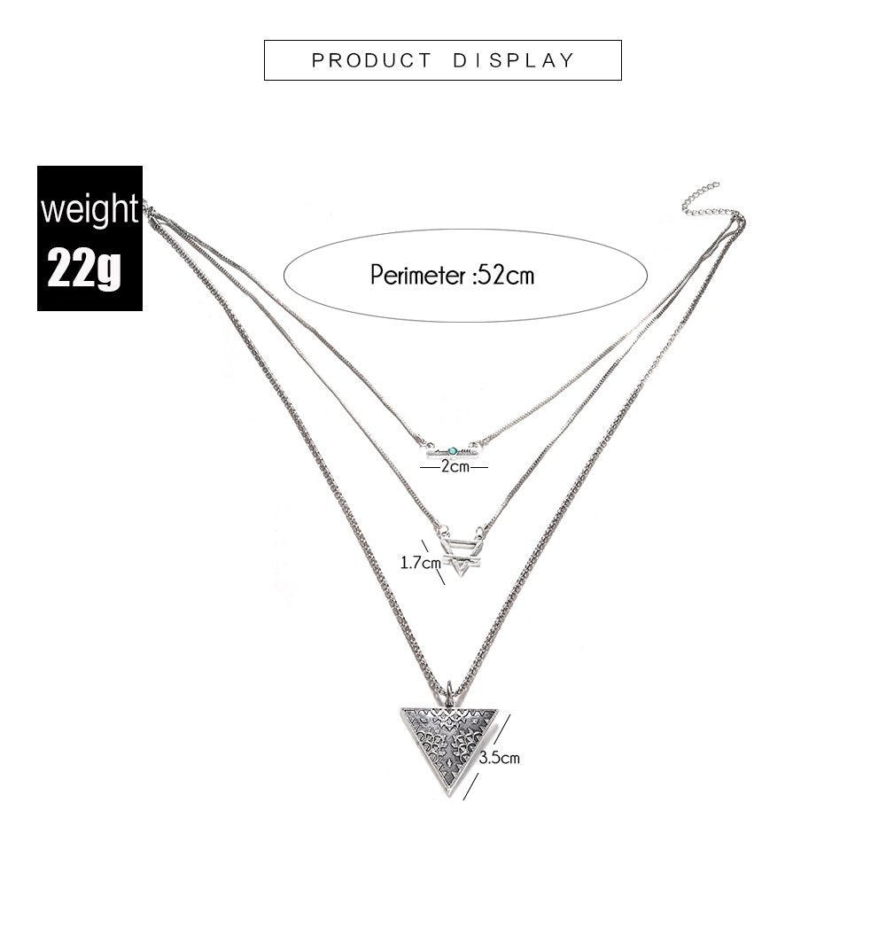 DoubleNine Ethnic Bohemian Silver Arrow Archer Pendant Retro Multistrand Necklace Hippy Vintage Jewelry for Women and Girls Beauty & Personal Care Doubnine