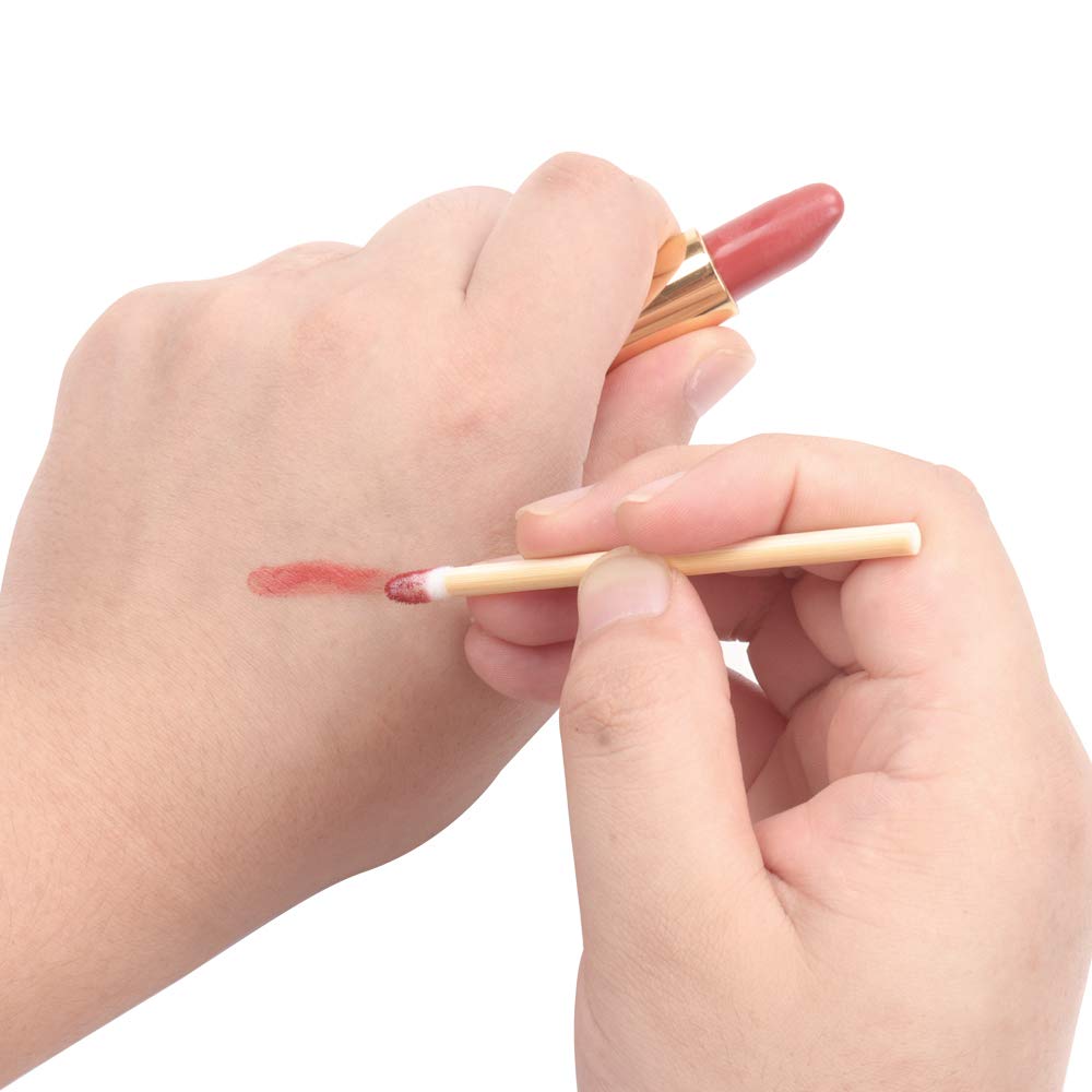 100pcs Lip Gloss Wands Disposable Bamboo Handle Lip Brushes Lipstick Applicator Makeup Tool Beauty & Personal Care myaokue-up