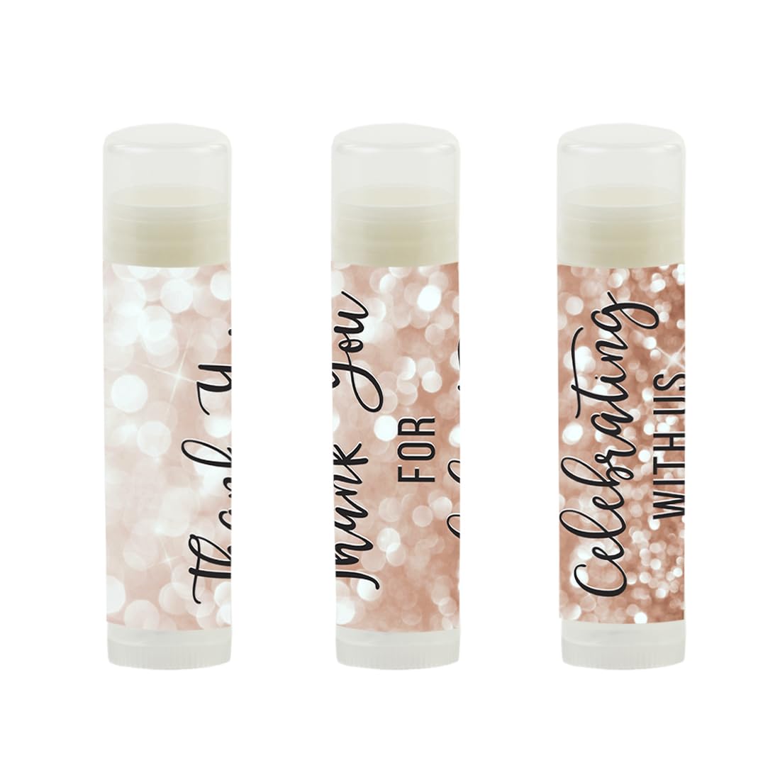 Andaz Press Bridal Shower Bachelorette Party Lip Balm Party Favors, Faux Rose Gold Glitter Shimmer, Thank You for Celebrating With Us, Bridesmaid Lip Beauty & Personal Care Andaz Press