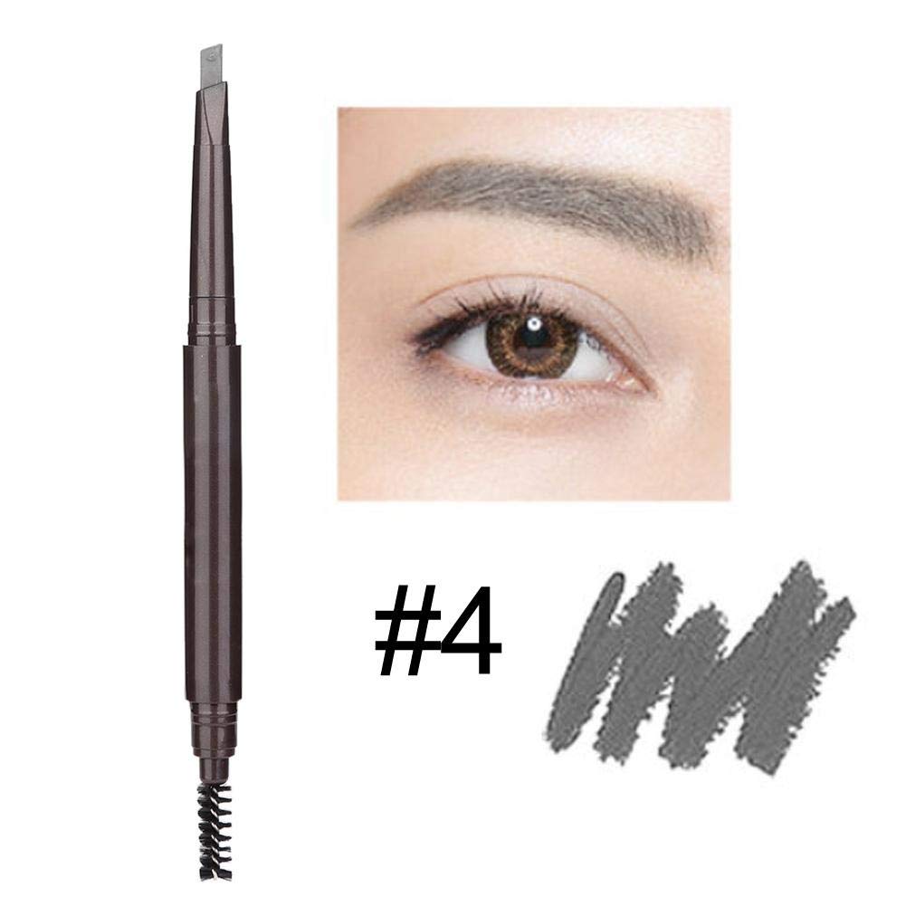 Grey Eyebrow Pen with Brush, Gray Automatic Double-Ended Eyebrow Make-Up Pencil, Angled Tip and Spoolie Brush(4# gray) Beauty & Personal Care Rotekt