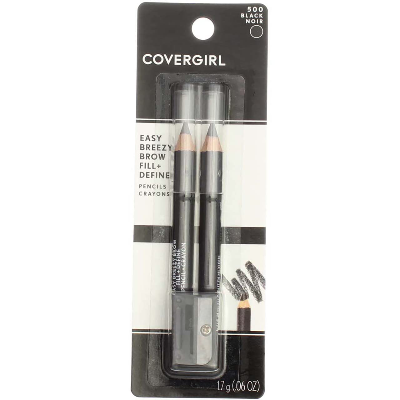 CoverGirl Professional Brow & Eye Makers Brow Shaper & Eyeliner, Midnight Black 500, .06 oz (Pack of 2) Beauty & Personal Care COVERGIRL