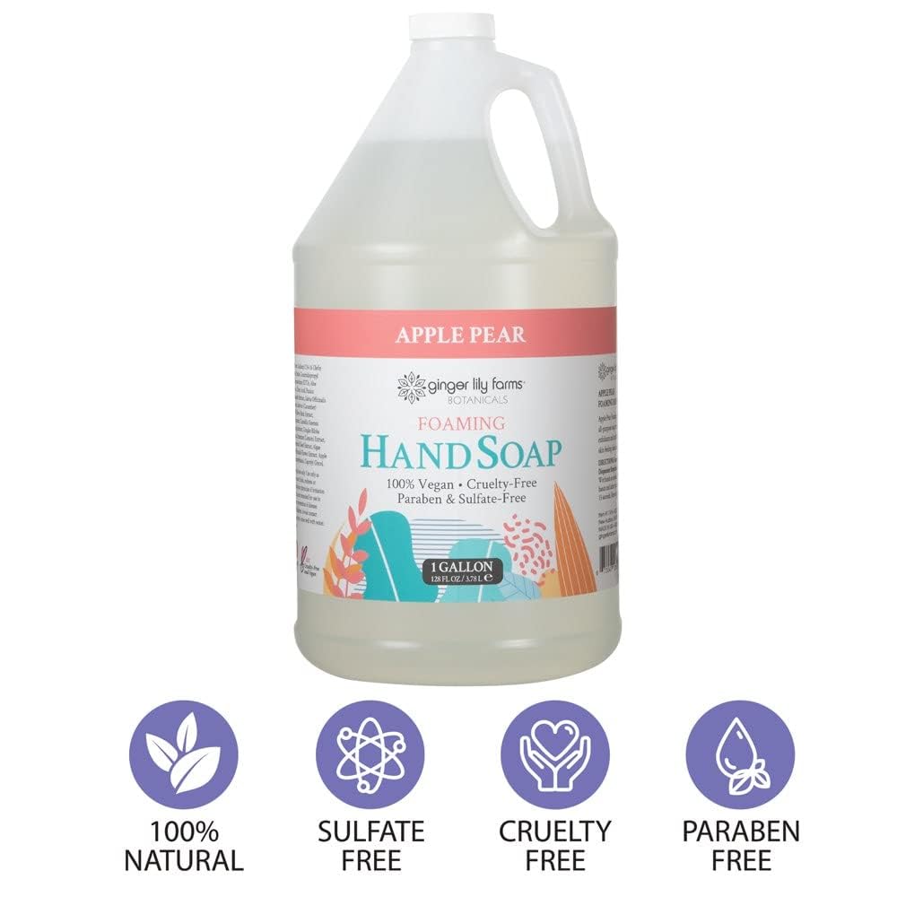 Ginger Lily Farms Botanicals All-Purpose Foaming Hand Soap Refill, 100% Vegan & Cruelty-Free, Apple Pear Scent, 1 Gallon (Pack of 4) Beauty & Personal Care Ginger Lily Farms