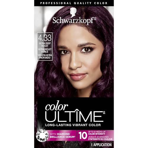 Schwarzkopf Color Ultime 4.3 Ultra Deep Violet Hair Dye, Permanent Intense Violet with Diamond Brilliance, Fade-Resistant, Covers Grays, All Hair Beauty & Personal Care Schwarzkopf
