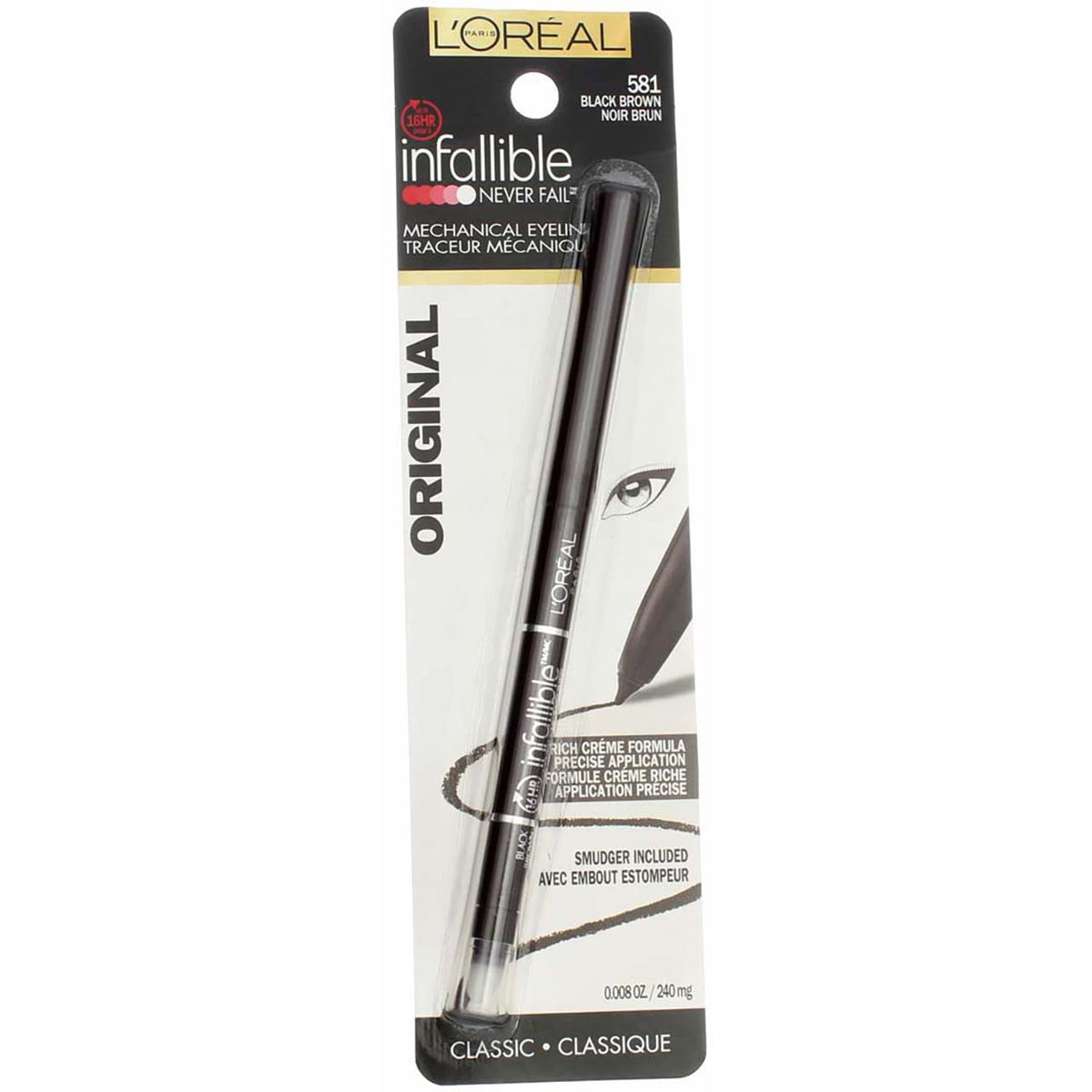 L'Oréal Paris Infallible Never Fail Eyeliner, 581 Black Brown (Pack of 2)