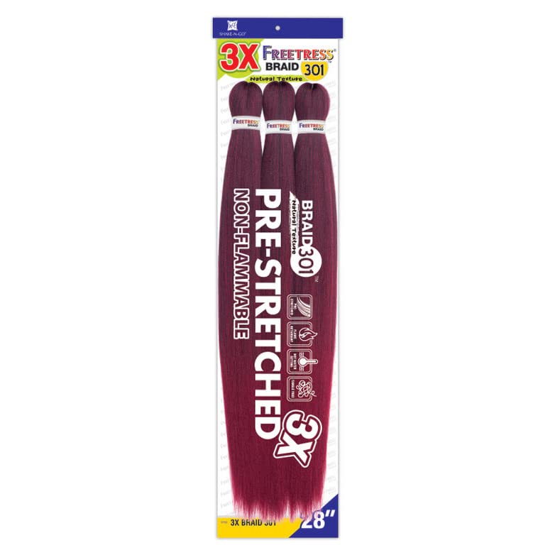 Shake N Go Freetress Synthetic BRAIDS - 3X Pre-Stretched Braid 301 28 Inch (Color:OMPINKKISS)