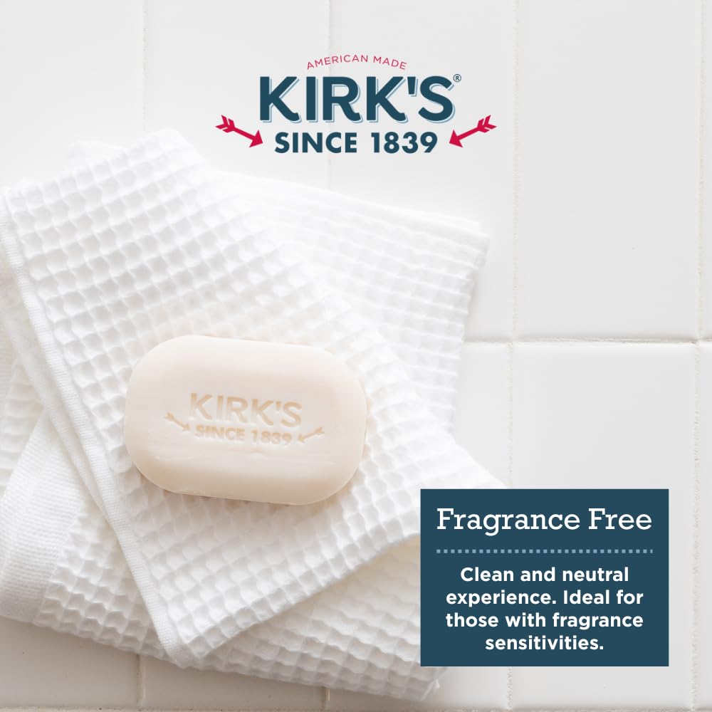 Kirk's Castile Bar Soap for Men, Women & Children - Made with Premium Coconut Oil, Sensitive Skin Formula, Vegan, Non GMO, Fragrance Free, 4 oz. Bars Beauty & Personal Care Kirk's
