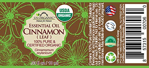US Organic 100% Pure Cinnamon Leaf Essential Oil - USDA Certified Organic, Steam Distilled - W/Euro Dropper (More Size Variations Available) (10 ml Beauty & Personal Care US Organic