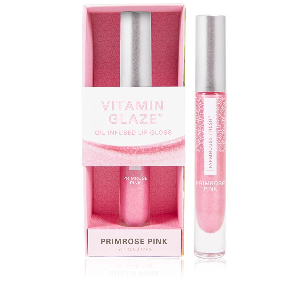 FarmHouse Fresh Vitamin Glaze Oil-Infused Lip Gloss - Primrose Pink Color, 0.25 oz. Beauty & Personal Care FarmHouse Fresh