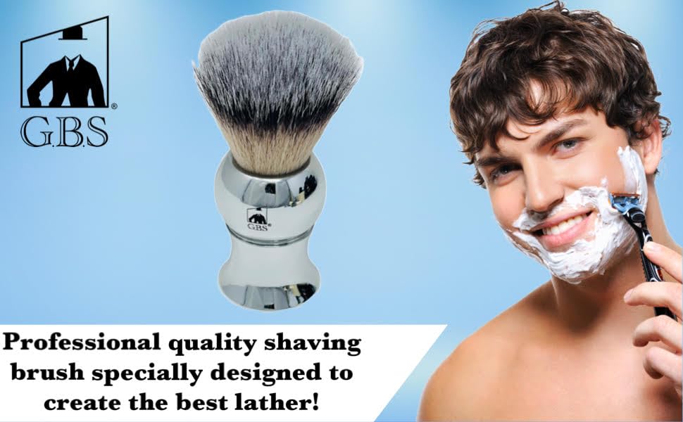 G.B.S Plastic Polished Mirror Shaving Brush for Wet Shave Using Shaving Cream & Soap- Best Shave of Your Life for Safety Razor, Double Edge Razor Beauty and Personal Care G.B.S