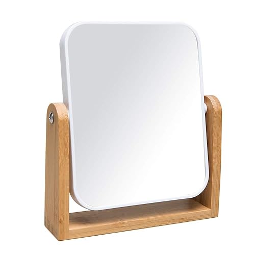 YEAKE Vanity Makeup Mirror with Natural Bamboo Stand, 8 Inch Double Sided 360 Degree Swivel Magnifying Mirror for Table, Desk, Countertop Shaving Make Beauty & Personal Care YEAKE