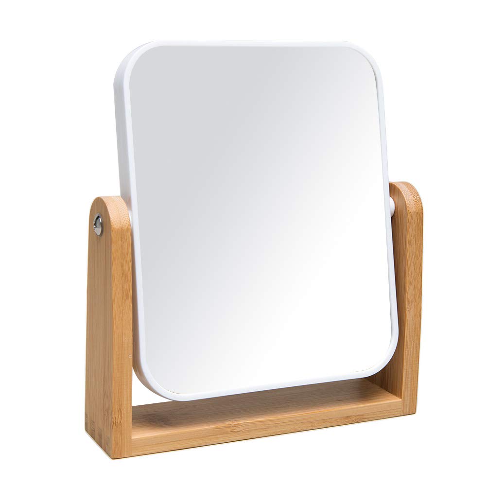 YEAKE Vanity Makeup Mirror with Natural Bamboo Stand, 8 Inch Double Sided 360 Degree Swivel Magnifying Mirror for Table, Desk, Countertop Shaving Make Beauty & Personal Care YEAKE