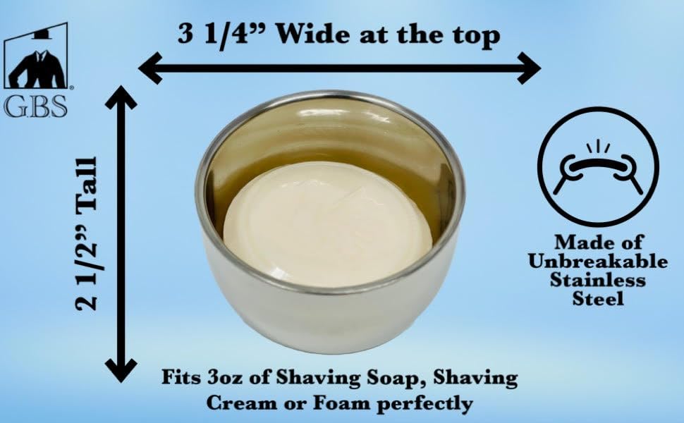 G.B.S Shaving Set for Sensitive Skin, Includes Steel Lather Bowl, Lavender and Citrus Aftershave Balm, Lavender and Citrus Shave Soap and Synthetic Beauty and Personal Care G.B.S