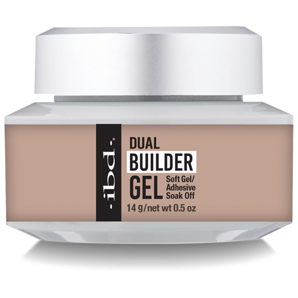 IBD Dual Builder Gel for Nails, Round - Soft Gels and Adhesive Soak Off UV/LED Curable, Strong Long-Lasting Nail Enhancement, Sculpting Extension