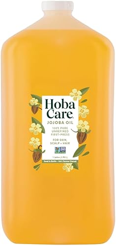HobaCare Bulk Jojoba Oil - 100% Pure Hexane Free Unrefined Carrier Oil for Soap Making, Hair, Face, Beard, Scalp, Skincare Spa - Natural, Vegan, Long Beauty & Personal Care HobaCare