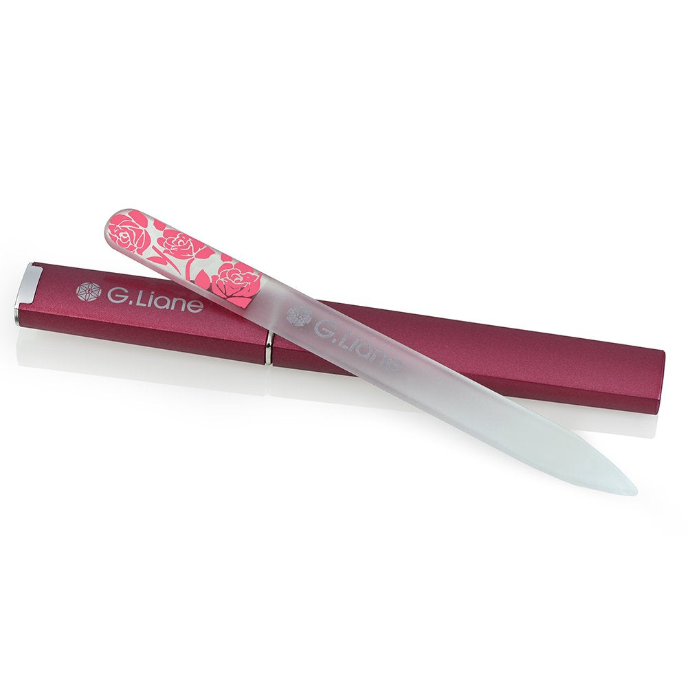 G.Liane Premium Glass Nail File with Case Professional Crystal Fingernail Files Perfect Manicure Set for Women Men Kids Nail Care Gift Set(Rose Pink) Beauty & Personal Care G.Liane