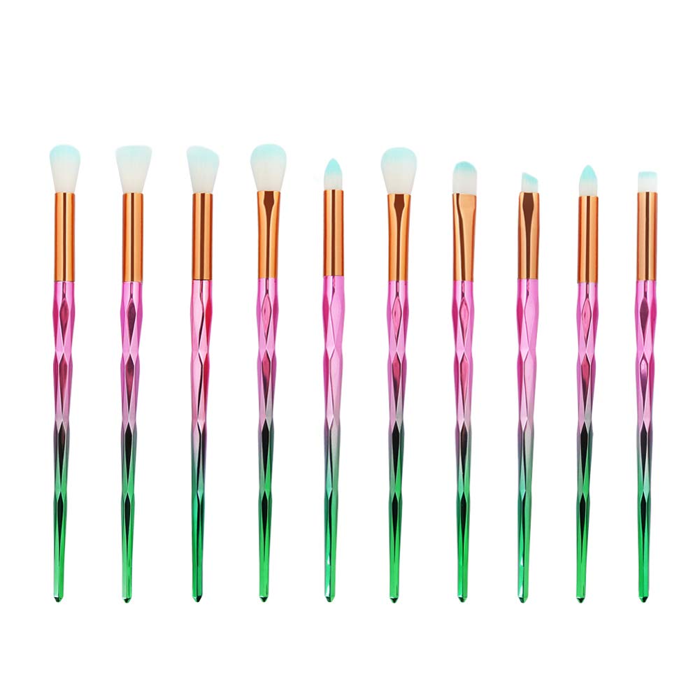 MIPPER 10pcs Diamond Handle Eye Makeup Brushes?Eyebrow Eye shadow Eyeliner Nasal shadow Cosmetics Brush Tool (pink+green) Beauty & Personal Care MIPPER